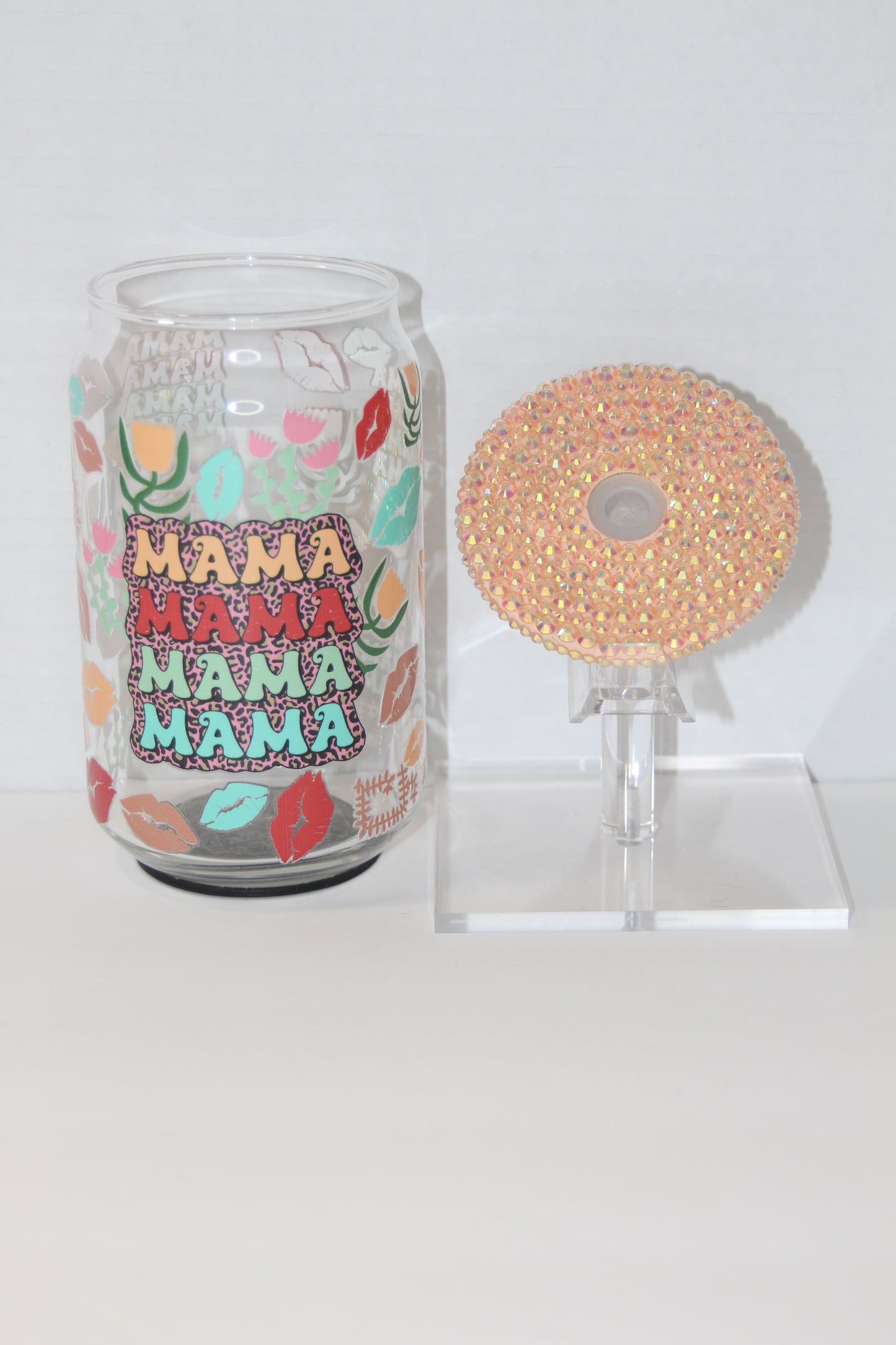 Peach Mama 16 oz Can Glass