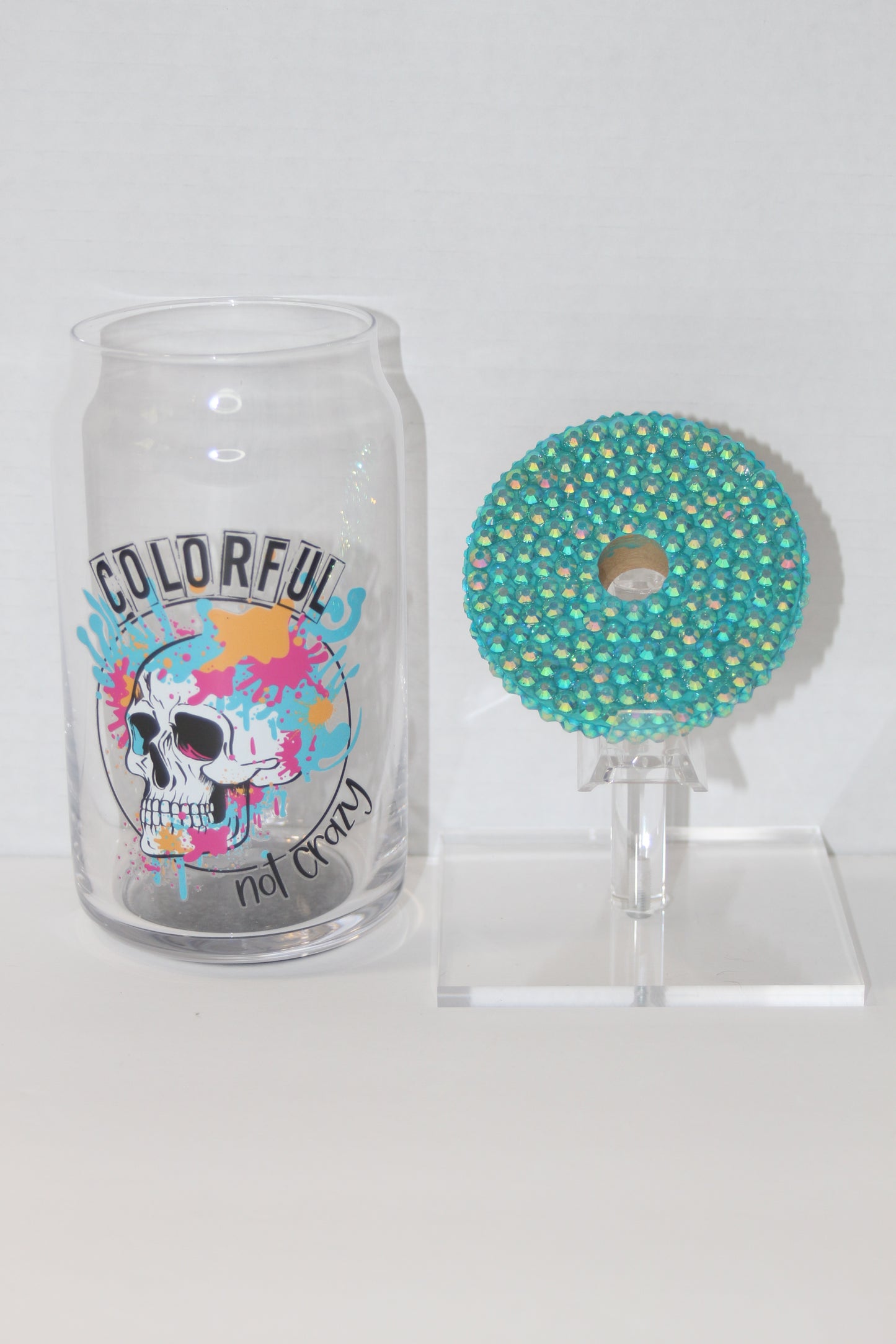 Colorful Not Crazy 16 oz Can Glass