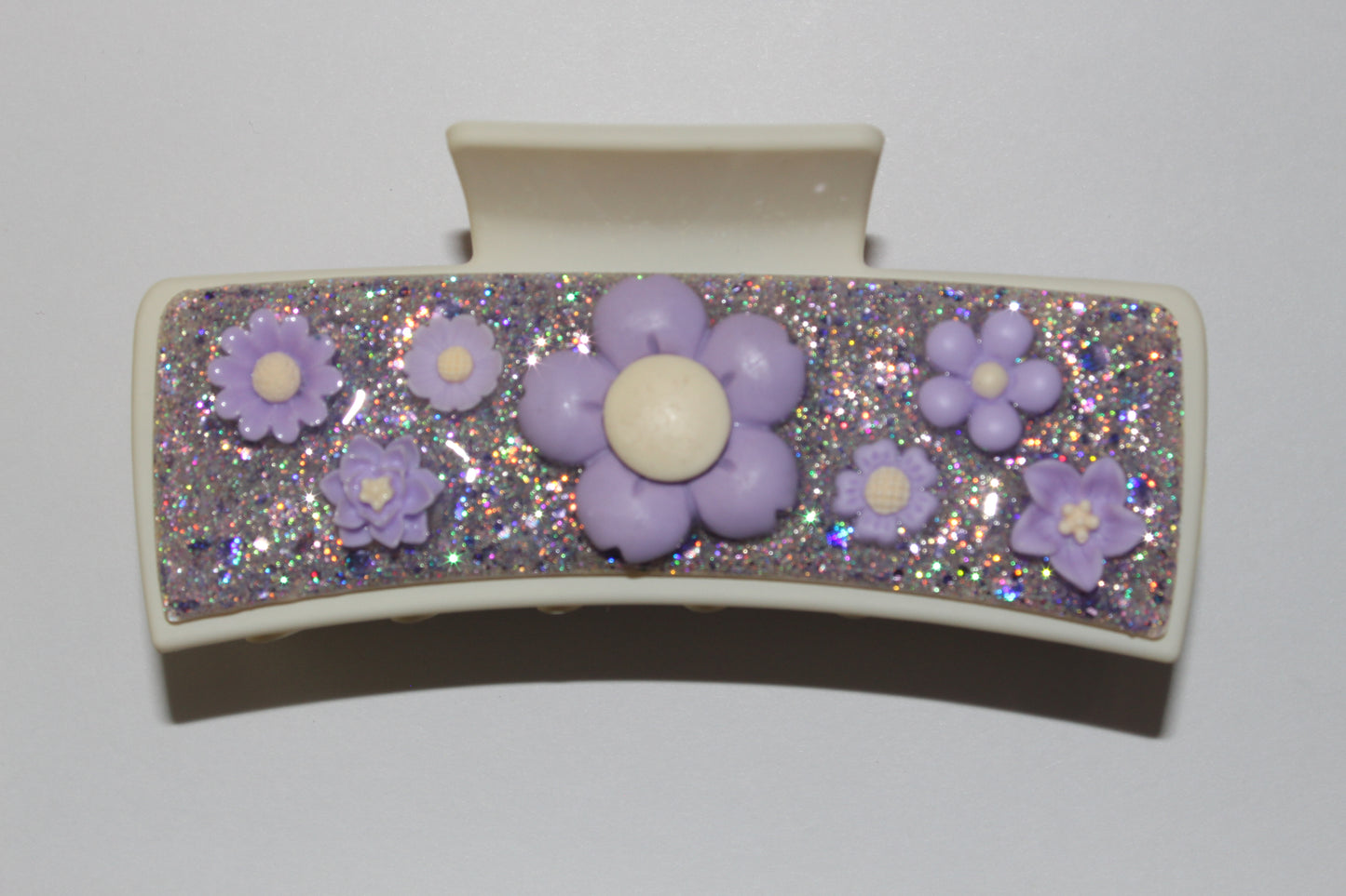 4" 3D Purple Flower Glitz Clip