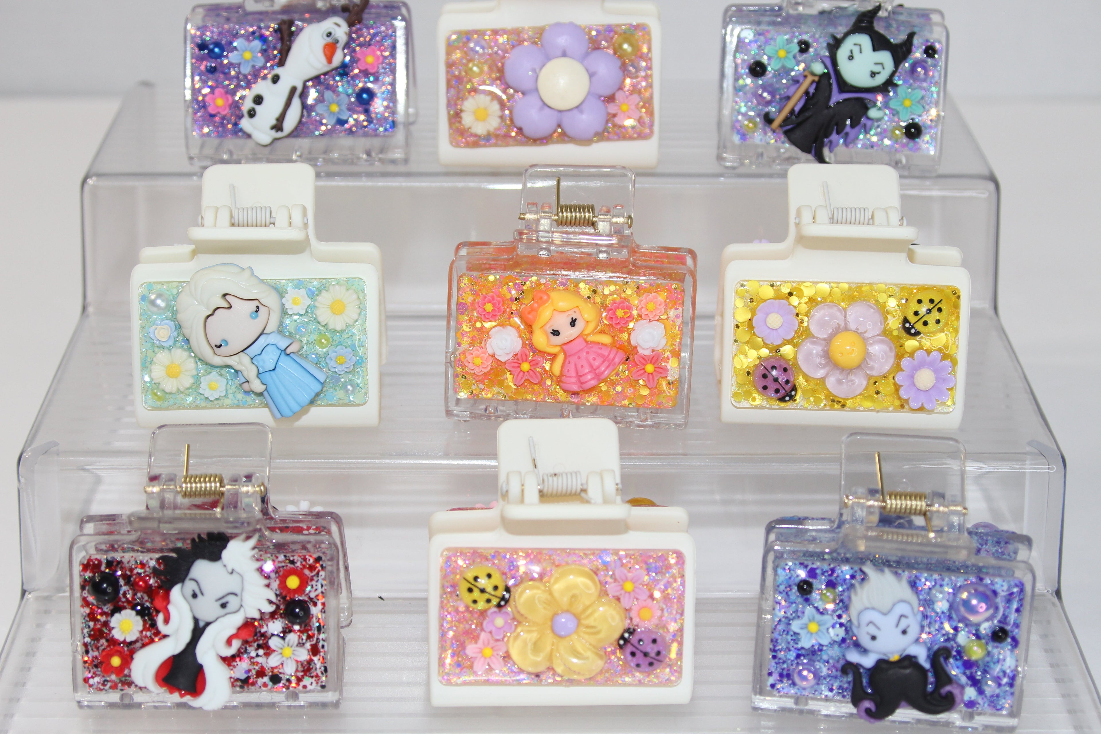 2" 3D Glitz Clip (3D Small Hair Claw Clips)