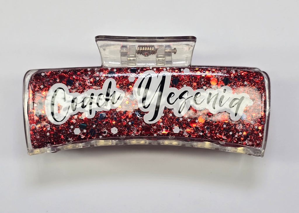 4" Large Personalized Sports Glitz Clips
