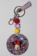 3D Purple Girl Mouse Beaded Keychain