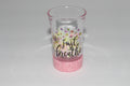 Just Breathe Medium Pink Glitter Shot Glass