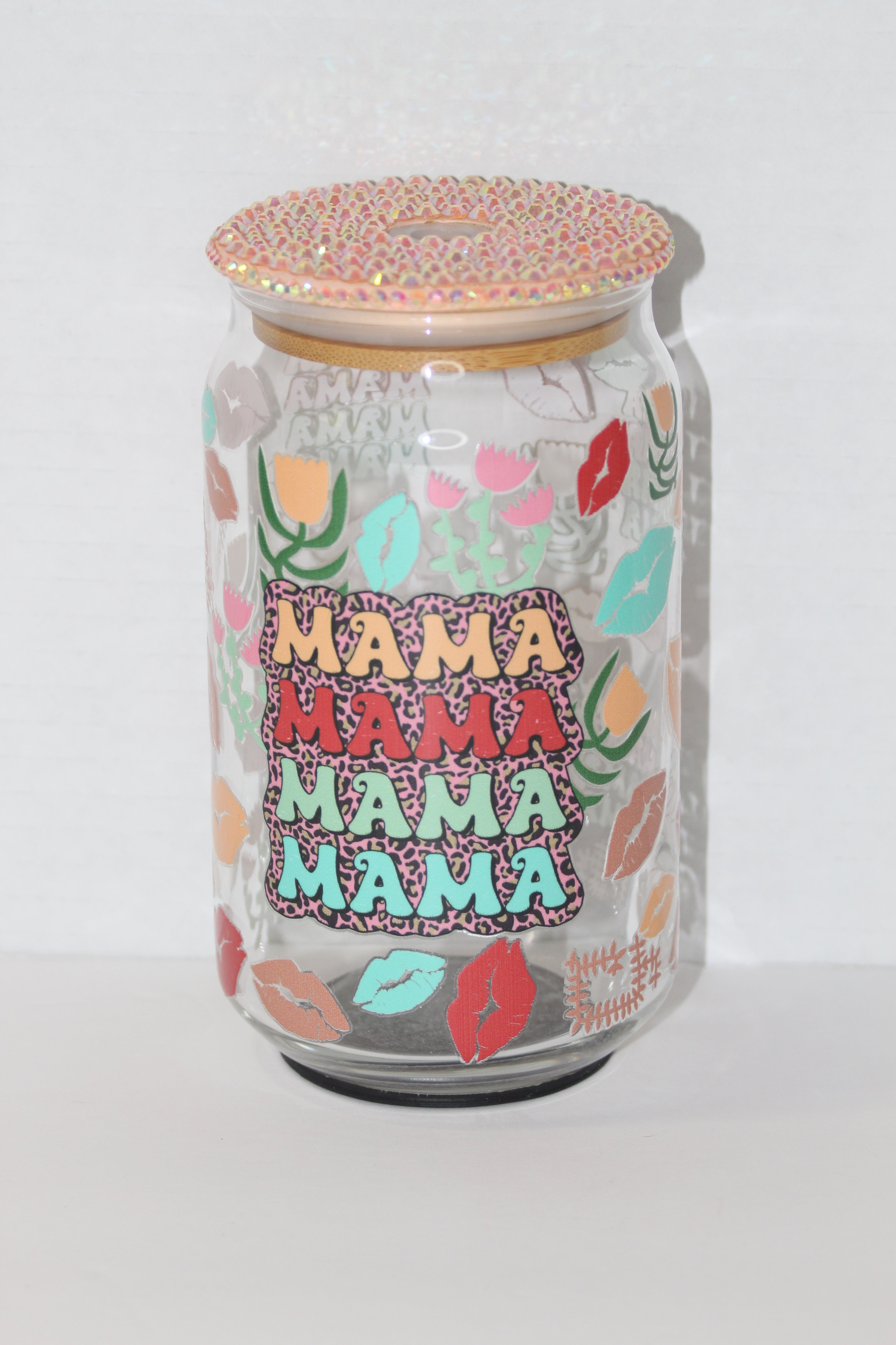 Peach Mama 16 oz Can Glass