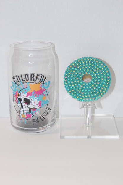 Colorful Not Crazy 16 oz Can Glass