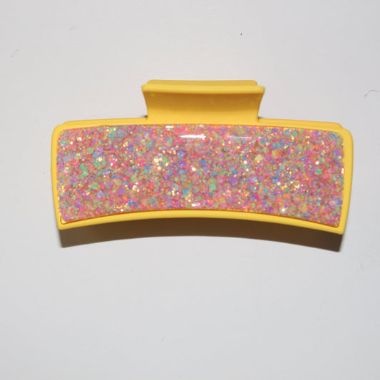 4" Yellow Glitter Glitz Clip