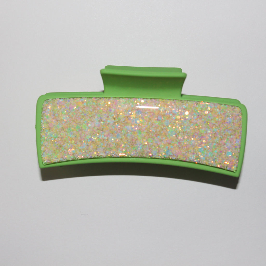4" Green Glitter Glitz Clip