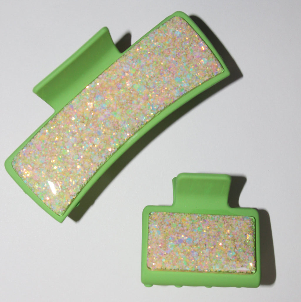 4" Green Glitter Glitz Clip