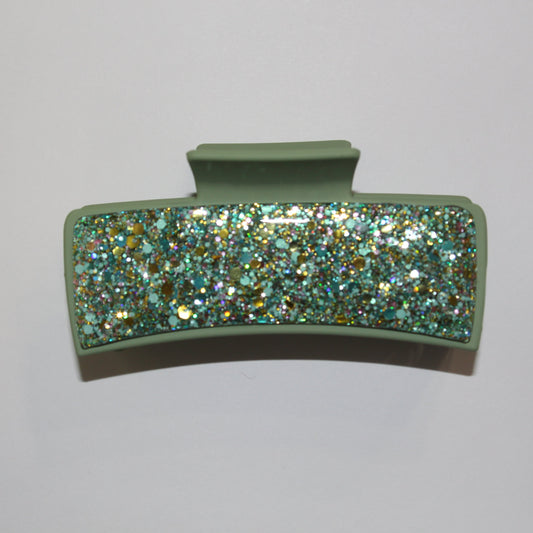 4" Olive Glitter Glitz Clip