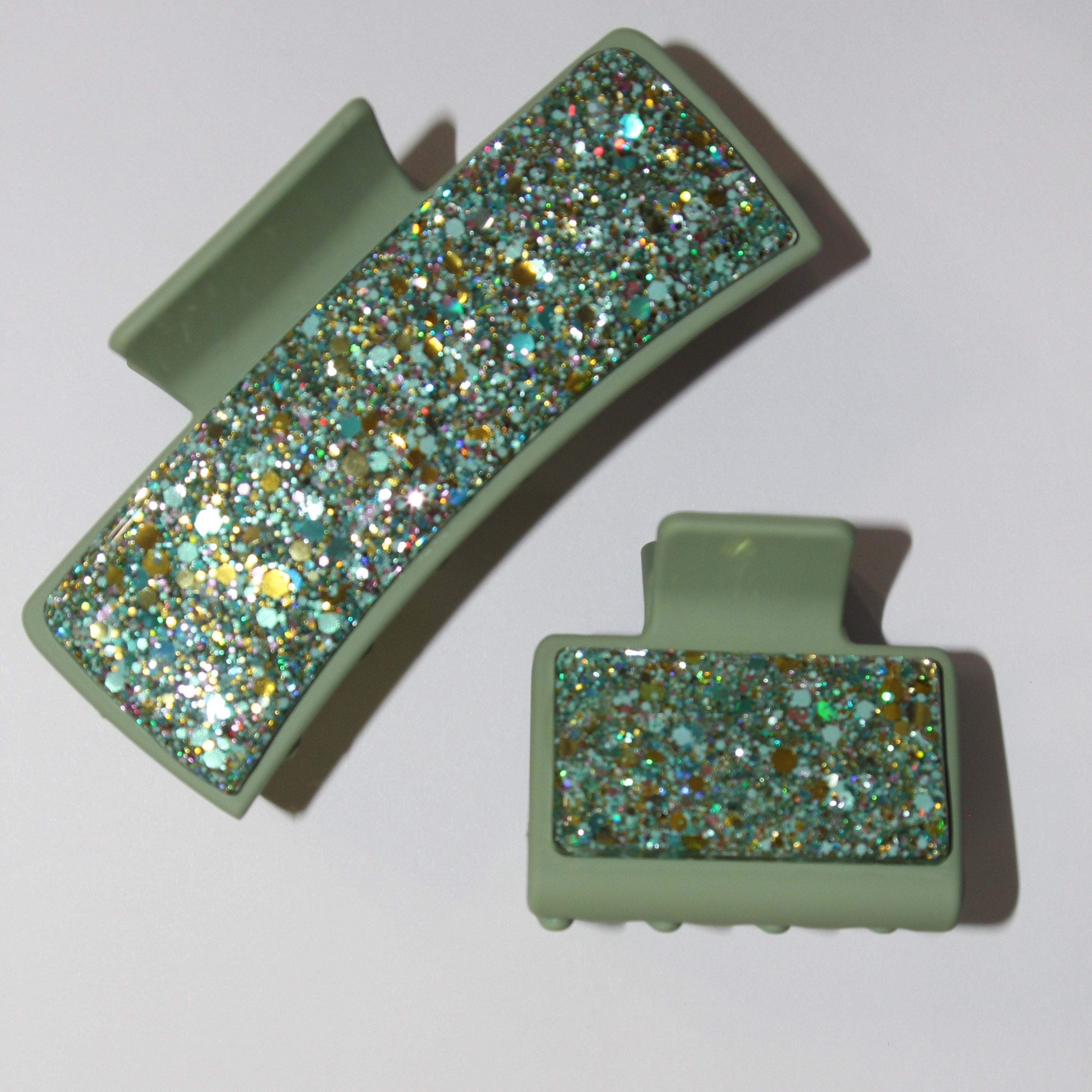 2" Olive Glitter Glitz Clip