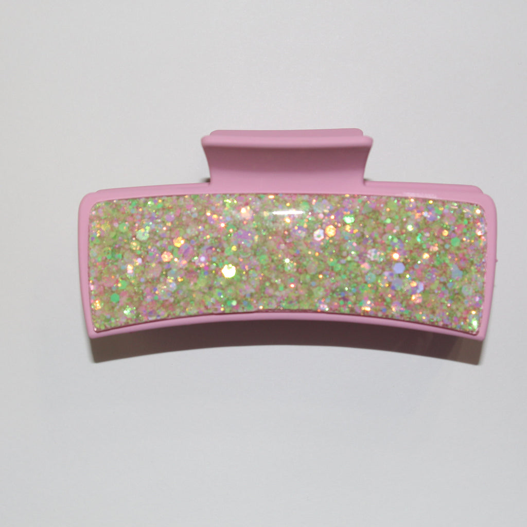 4" Pink Glitter Glitz Clip