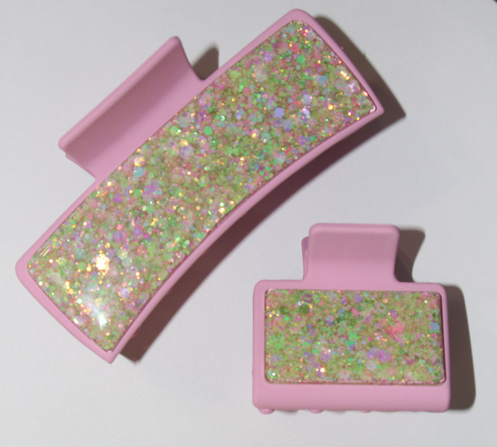 4" Pink Glitter Glitz Clip