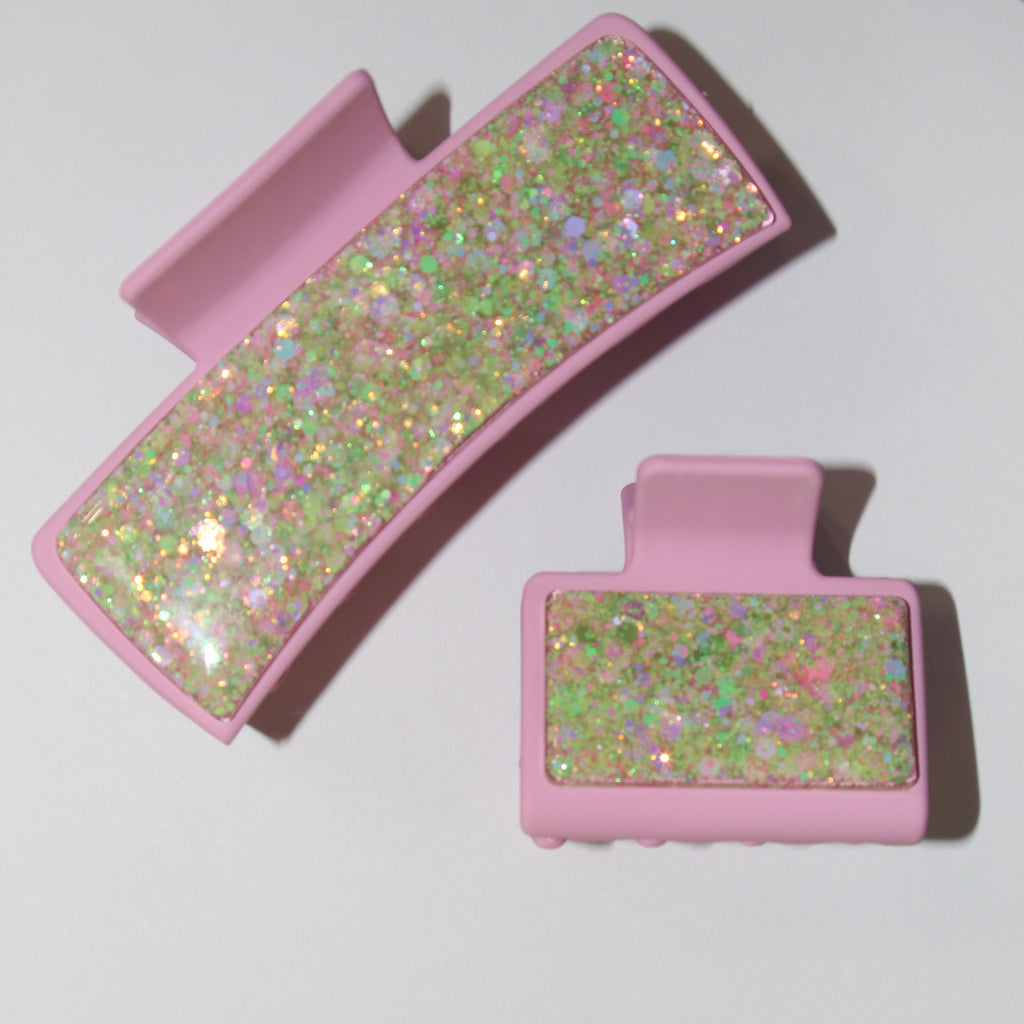 2" Pink Glitter Glitz Clip