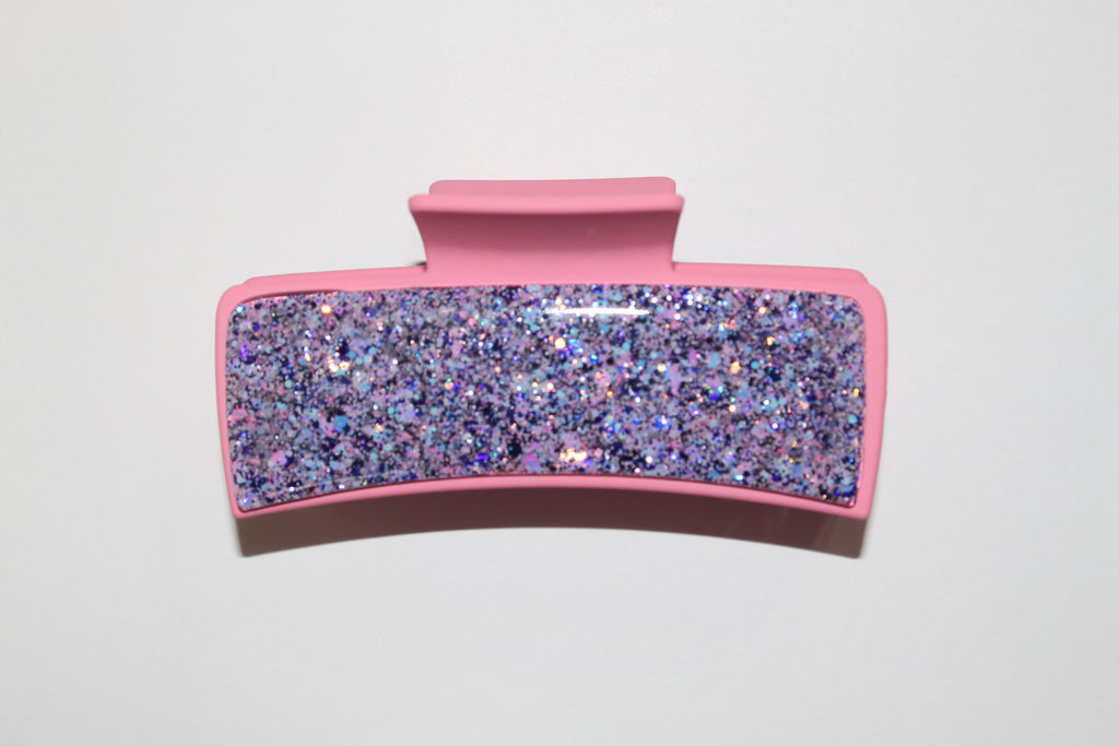 4" Medium Pink Glitter Glitz Clip