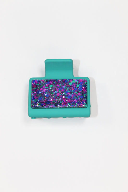 2" Teal Glitter Glitz Clip