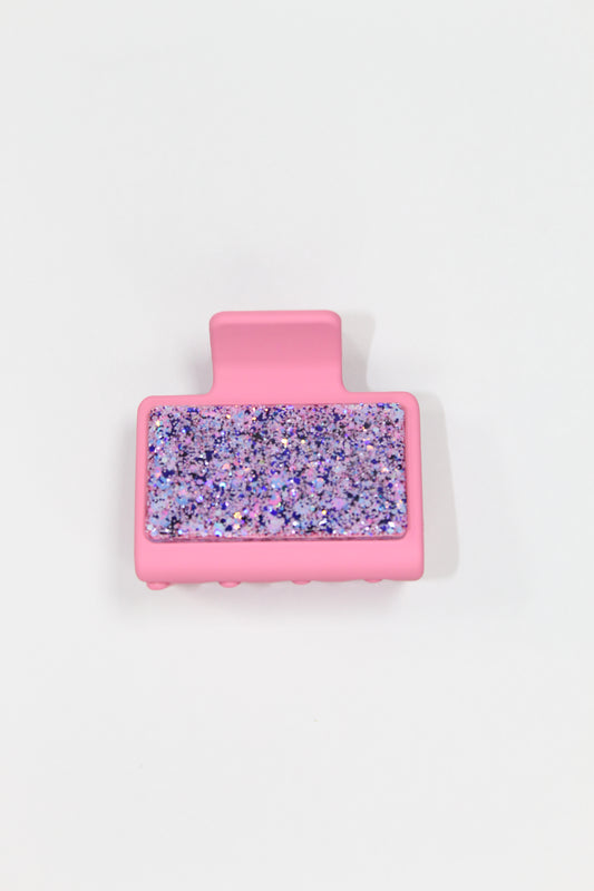 2" Medium Pink Glitter Glitz Clip