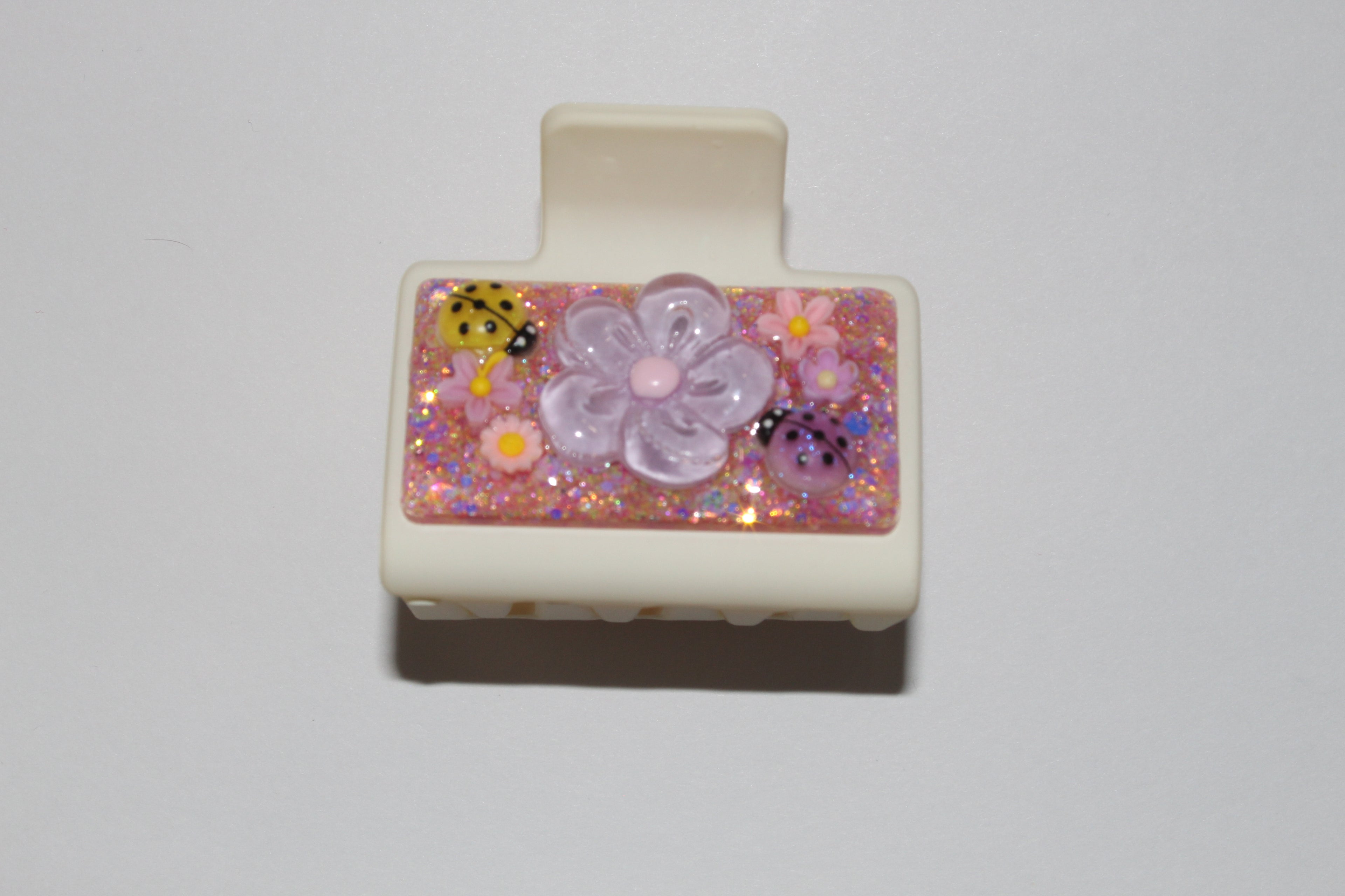 2" 3D Yellow/Purple Flower Glitz Clip