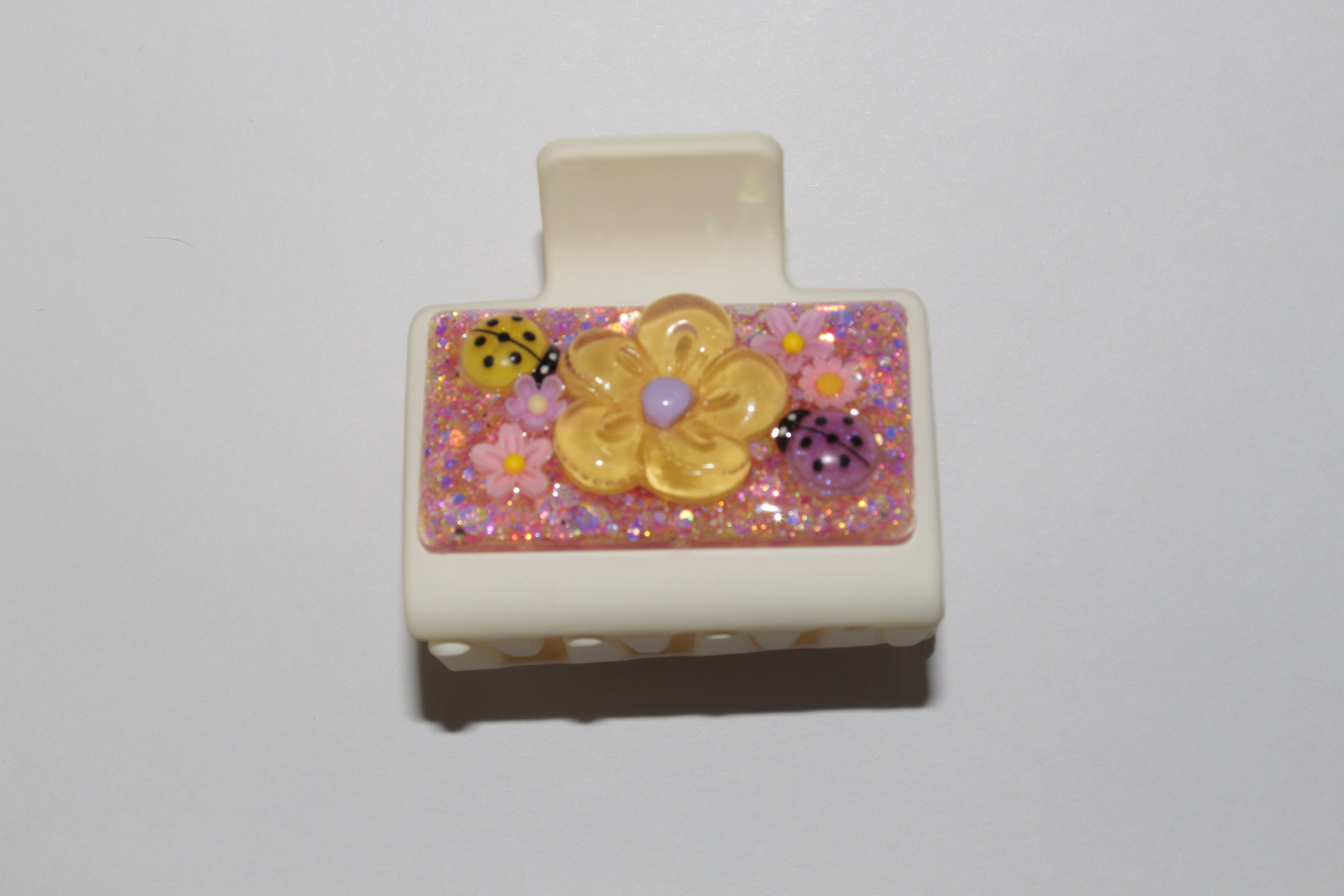 2" 3D Yellow/Purple Flower Glitz Clip