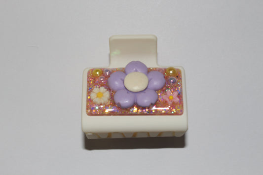 2" 3D Purple Flower Glitz Clip