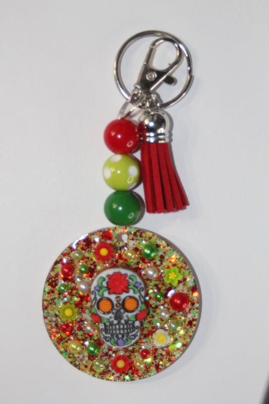 3D Red Skull Beaded Keychains