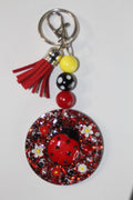 3D Ladybug Red Beaded Keychain