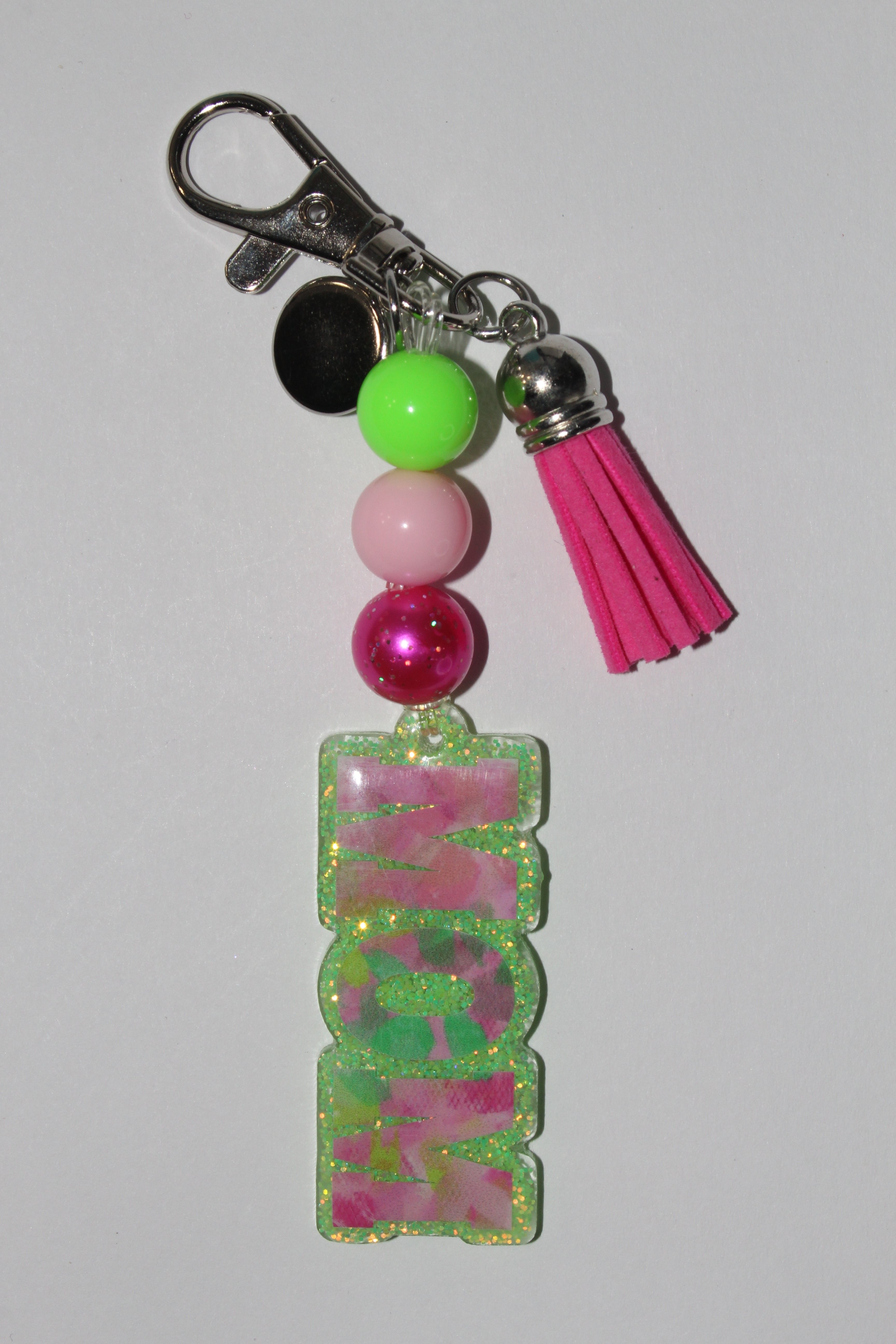 2" Mom Pink Keychain