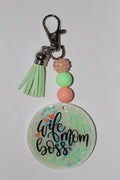 2" Wife Mom Boss Beaded Keychain