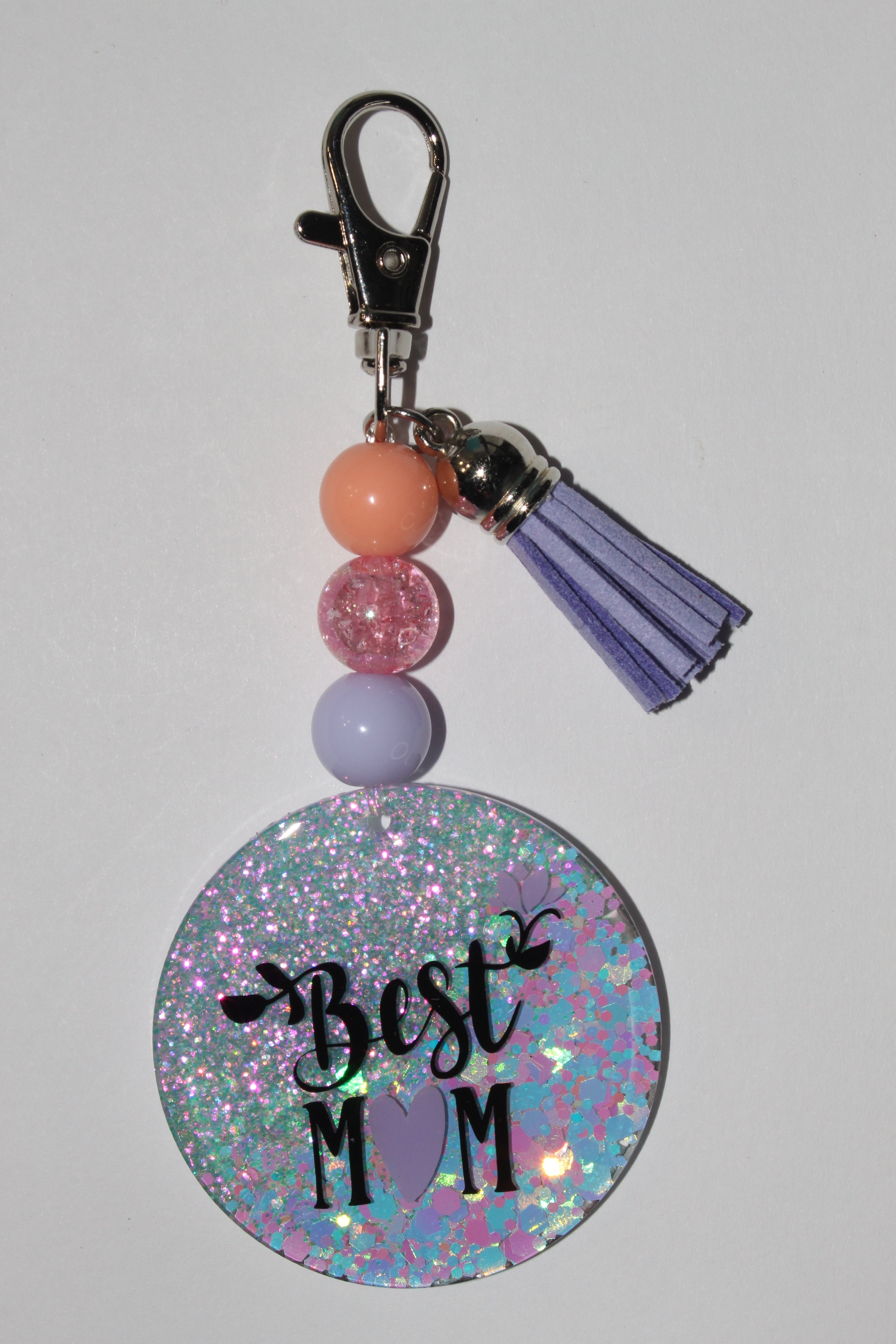 2" Best Mom Beaded Keychain