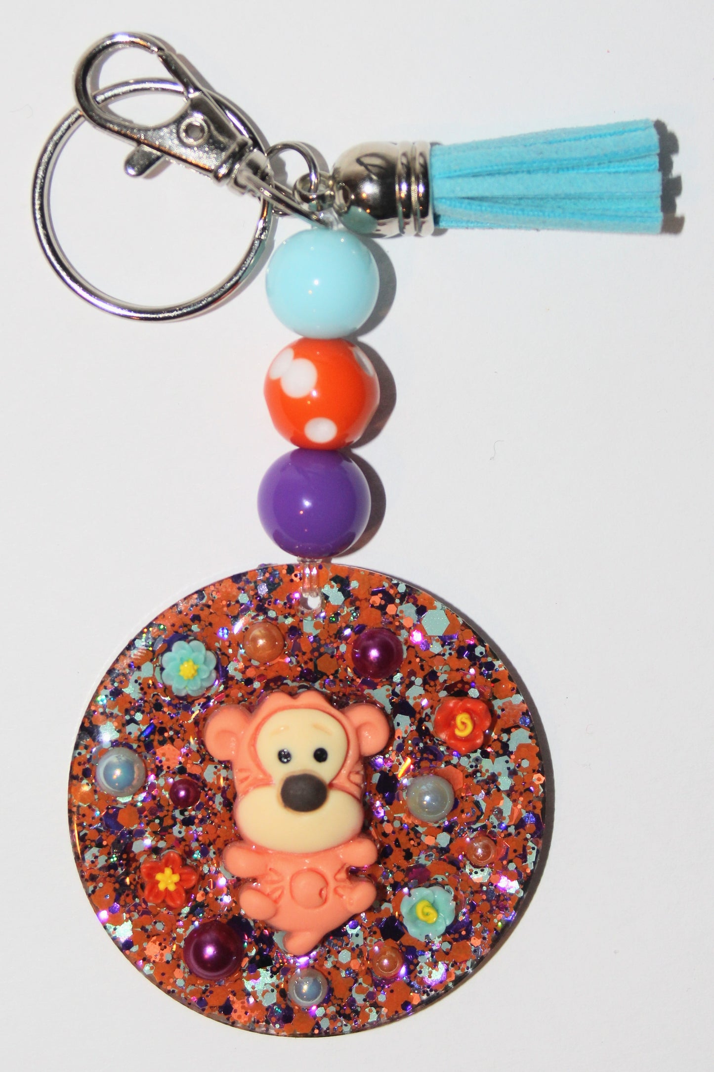 3D Tiggy Blue Beaded Keychain