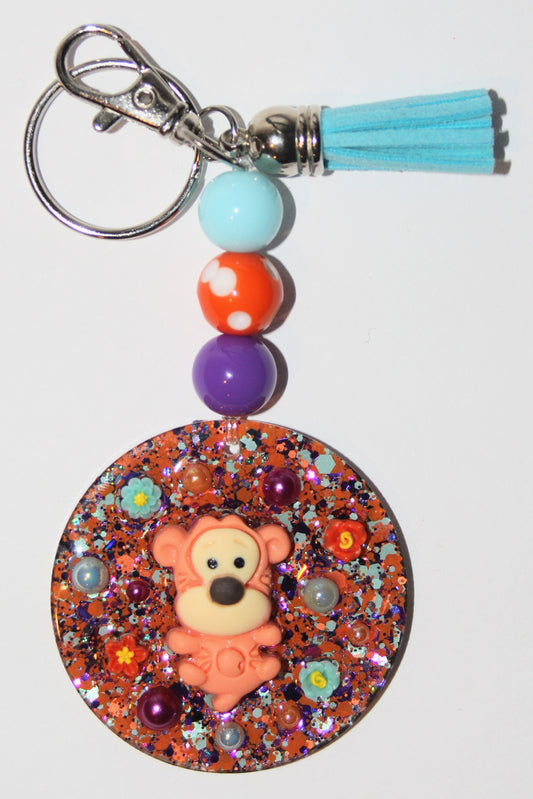 3D Tiggy Blue Beaded Keychain